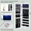 COSTWAY Verspiegelter Schmuckschrank mit 6 LED-Leuchten & 2 Schubladen , Schmuck Hängeschrank abschließbar, Sipegelschrank Schrank Wand- / Türmontage (Weiß) Bild 5