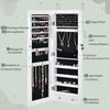 COSTWAY Verspiegelter Schmuckschrank mit 6 LED-Leuchten & 2 Schubladen , Schmuck Hängeschrank abschließbar, Sipegelschrank Schrank Wand- / Türmontage (Weiß) Bild 3