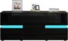 Senvoziii Sideboard Kommode in Hochglanz Schwarz Highboard Anrichte Standschrank mit 2 Türen 4 Schubladen und LED Beleuchtung 177 cm Bild 2