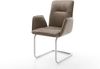 Freischwinger Vinja-Flex Mikrofaser Taupe Vintage Freischwinger rund Edelstahl Bild 2