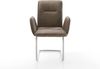 Freischwinger Vinja-Flex Mikrofaser Taupe Vintage Freischwinger rund Edelstahl Bild 3