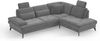 Cavadore Eckcouch Moritz / Ecksofa im trendigen Design mit Bett, Bettkasten, Sitztiefenverstellung, Kopfstützen und mattschwarzen Metallfüßen / 262x82-107x212 / Mikrofaser, Mittelgrau Bild 1