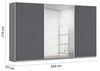 Rauch Möbel Kulmbach, Kleiderschrank mit Schwebetüren für Schlafzimmer, Kinderzimmer, Flur, 3-türig, mit Spiegel und Soft-Close-Funktion, Zubehör Premium, Farbe Grau metallic, Schwarz, Breite 360 cm Bild 3