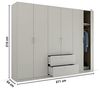 Rauch Möbel Pure by Quadra Spin Schrank Drehtürenschrank, Grau, 6-trg, inkl. 3 Kleiderstangen, 3 Einlegeböden, 2 Schubkästen, BxHxT 271 x 210 x 54 cm Bild 3