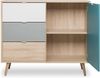 Finori Cuba 1 Kommode, Dekor Sonoma Eiche / Tricolor | Kommode für Wohnzimmer | Maß: B x H x T ca. 103 x 87 x 40 cm | Kommode mit 1 Tür, 1 Einlegeboden und 3 Schubkästen Bild 4