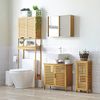 Kleankin Badkommode Badezimmerschrank mit Lamellentür 2 Fächern (Aufbewahrungsschrank, 1 St, Toilettenschrank), Natur, 30 x 19,9 x 70 cm Bild 2