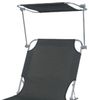 3-Bein Gartenliege Campingliege Grau 186 x 55 x 24 cm mit Sonnenschutzdach Bild 4