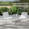Outsunny 3tlg. Bistro-Set, Balkonmöbel-Set inkl. 1 Tisch, 2 Stühlen, Gartenmöbel-Set, Gartensitzgruppe für Garten, Terrasse, Mesh, Hellgrau Bild 4