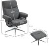 HOMCOM Relaxsessel mit Hocker, gepolstert mit Liegefunktion, Samtoptik (TV-Sessel, 2-St, Liegesessel), bis150 kg belastbar, für Wohnzimmer, Schlafzimmer, Dunkelgrau Bild 3