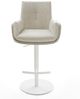 Barstuhl Clea-Flex Webstoff Soft Beige Drehfuß höhenverstellbar Metall Weiß Bild 3
