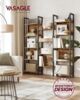 Bücherregal mit 14 Ablagen, Regal mit Metallrahmen, für Wohnzimmer, Arbeitszimmer, Büro, Industrie-Design, vintagebraun-tintenschwarz Bild 3
