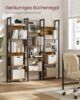 Bücherregal mit 14 Ablagen, Regal mit Metallrahmen, für Wohnzimmer, Arbeitszimmer, Büro, Industrie-Design, vintagebraun-tintenschwarz Bild 4