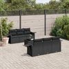 vidaXL 7-tlg. Garten-Sofagarnitur mit Kissen Schwarz Poly Rattan 3252242 Bild 2