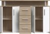 Forte SINCRONO Sideboard 130, modernes Sideboard mit Ablage-Aufsatz, 4-türig, 3 Schubladen, Wohnzimmer, Flur, Holzwerkstoff, Weiß mit Sonoma Eiche Holzdekor, 132 cm breit x 88,5 cm hoch x 34,8 cm tief Bild 5