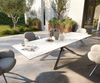Outdoortisch Edge 300x100 cm Keramik Laminam® Statuarietto Weiß Kreuzgestell Rechteck Edelstahl Bild 2