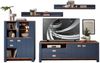 DIJON Wohnwand Komplett-Set in Parisian Blue, Haveleiche Cognac Optik - Moderne Schrankwand mit LED-Beleuchtung für Ihr Wohnzimmer - 307 x 190 x 45 cm (B/H/T) Bild 1