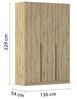 Rauch Möbel Alabama, Kleiderschrank, Garderobe, 3-türig, Zubehör Premium, 2 Kleiderstangen, 7 Einlegeböden, Schubladeneinsatz, Farbe Eiche Artisan, Holz, Griff Grau metallic, 136 x 229 x 54 cm Bild 3
