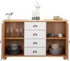 IDIMEX Apothekerkommode Anrichte Colmar, Flur Kommode Sideboard im Landhausstil mit 4 Schubkasten und 2 Türen, Kiefer massiv, weiß/braun lackiert Bild 5