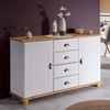 IDIMEX Apothekerkommode Anrichte Colmar, Flur Kommode Sideboard im Landhausstil mit 4 Schubkasten und 2 Türen, Kiefer massiv, weiß/braun lackiert Bild 2