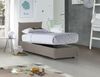 Talamo Italia - Einzelbett Daisy, Bettkasten mit Stoffbezug, 100% Made in Italy, Öffnung vorne, inklusive Matratze 80x190 cm, Taupe Bild 4