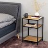 Selsey SEAFORD - Nachtschrank - Nachttisch in heller Holzoptik / Schwarz mit offenen Fächern und Metallgestell, 63 cm hoch Bild 2