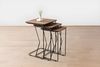 Hanah Home Elegant Walnut Nesting Table Set (3 Pieces) | 100% MDF with Metal Legs | Dimensions: 43x65 cm, 40x60 cm, 38x55 cm | Stylish & Functional for Modern Spaces Bild 3