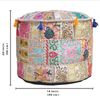 Aakriti Indian Pouf Fußhocker mit Stickerei Pouf, indische Baumwolle, Pouffe osmanischen Pouf Cover mit ethnischem Dekor Kunst - Cover (Beige, 56x35 cms) Bild 3