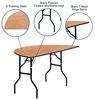 Flash Furniture Furman 1,52 m Halbrunder Allanlass-Holz-Klapptisch, zusammenklappbar, tragbar, halbrund, Banketttisch mit Holzplatte, Natur/Schwarz Bild 4