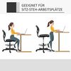 Vinsetto Bürostuhl, Ergonomischer mit Zeichenstuhl verstellbarem Fußring, 93-113 cm Höhenverstellbarer Drehstuhl, Schreibtischstuhl mit Rollen, Arbeitsstuhl, Schwarz Bild 5
