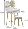 Schminktisch Edda Weiß 60 cm mit LED-Spiegel und Hocker Vicco Bild 3