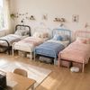 FurnitureR Einzelbett Metall 90×200 cm, stabiles Plattformbett mit Lattenrost, klassisches Gestell mit Kopf- & Fußteil, für Schlafzimmer, Gästezimmer & Jugendzimmer, bis 150 kg belastbar，Weiß M Bild 4