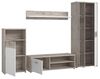 FORTE Gulada Wohnwand mit LED Beleuchtung, Holzwerkstoff, Beige/Braun/Weiß, 266 x 182,9 x 41,4 cm Bild 4