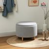 HOMCOM Sitzhocker mit Klappdeckel, Holzbeine (Hocker, 1 St, Polsterhocker), für Wohnzimmer, Schlafzimmer, Grau, Ø56 x 42 cm Bild 2