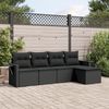 vidaXL 5-tlg. Garten-Sofagarnitur mit Kissen Schwarz Poly Rattan 3252422 Bild 2