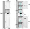 Bealife Hochschrank Badezimmer, Badschrank mit verstellbaren Regalen, Badezimmerschrank mit offenem Fach, Schublade und Türen für Badezimmer, Wohnzimmer, Schlafzimmer (Weiß) Bild 2