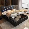 Odikalo Stauraumbett Doppelbett Polsterbett 16-LED Lattenrost Schwarz/Weiss 140/160/180*200 Bild 2