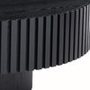 NJLyuhome Black Round Coffee Table with Grooved Edge, Solid Wood Detail, Modern Side Table for Living Room Bild 4