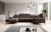 Designer Sofa Nerio mit verstellbarer Kopf- und Rückenlehne Stoff Dunkelbraun Links Bild 3