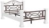 Holzbett Byzanz 180x200 weiß massiv Landhausstil – stabiles Doppelbett mit Metallakzenten, Holzpfosten & Hammerschlagoptik für gemütliches Schlafzimmer Bild 4