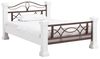 Holzbett Byzanz 180x200 weiß massiv Landhausstil – stabiles Doppelbett mit Metallakzenten, Holzpfosten & Hammerschlagoptik für gemütliches Schlafzimmer Bild 3