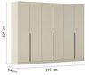Rauch Möbel Alabama, Kleiderschrank, Garderobenschrank, 6-türig, Zubehör Basic, 3 Kleiderstangen, 6 Einlegeböden, Farbe Beige, Griff Grau metallic, 271 x 229 x 54 cm Bild 3