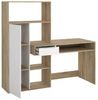 Dmora Multifunktionsschreibtisch mit Bücherregal, Schublade und Tür, Farbe Weiß und Eiche, 162 x 155 x 60 cm Bild 5