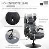 Vinsetto Gaming Stuhl mit Wippfunktion, höhenverstellbarer Bürostuhl, ergonomischer Computerstuhl mit Lautsprecher, Lenden- und Nackenstütze für Spielzimmer Kunstleder Weiß+Schwarz Bild 5