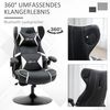 Vinsetto Gaming Stuhl mit Wippfunktion, höhenverstellbarer Bürostuhl, ergonomischer Computerstuhl mit Lautsprecher, Lenden- und Nackenstütze für Spielzimmer Kunstleder Weiß+Schwarz Bild 4