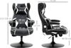 Vinsetto Gaming Stuhl mit Wippfunktion, höhenverstellbarer Bürostuhl, ergonomischer Computerstuhl mit Lautsprecher, Lenden- und Nackenstütze für Spielzimmer Kunstleder Weiß+Schwarz Bild 3
