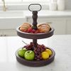 Servierplatte Etagere Servierständer 2 Stöckig Braun Standetagere Etagenständer Obstschale Gebäckschale Vintage Kuchenstand Bild 2