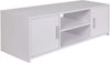 BAKAJI TV-Schrank aus MDF-Holz, Sideboard mit Fernsehständer, 2 offene Fächer, für Konsolen, DVD-Spiele und 2 Türen, Größe 110 x 35 x 36 cm, Farbe Weiß, modernes Design Bild 4