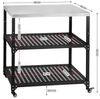 BBQ-Toro Grillablagetisch Grillwagen 80 x 80 x 83 cm, Schwarz, Grilltisch mit großer Arbeitsfläc Bild 3