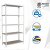Simonrack Schwerlastregal, Lagerregal, 200 x 120 x 30 cm, Metallregal, Kellerregal, Biegestelle 200 kg, 5 Holzfachböden, Weiss/Holz - Maderclick Bild 3