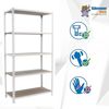 Simonrack Schwerlastregal, Lagerregal, 200 x 120 x 30 cm, Metallregal, Kellerregal, Biegestelle 200 kg, 5 Holzfachböden, Weiss/Holz - Maderclick Bild 4